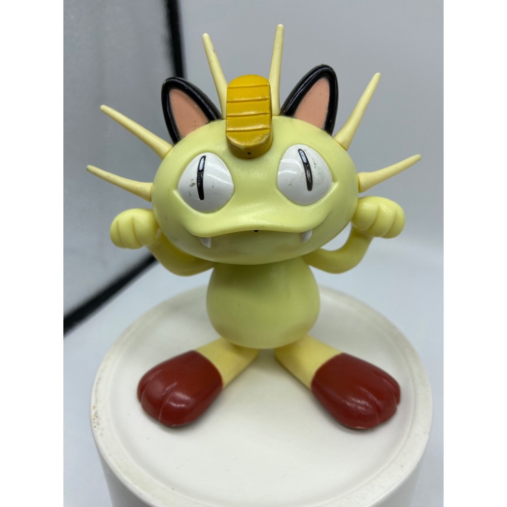 Nintendo Tomy Meowth Yellow 1998 Talking Action Figure Vintage Pokemon Toy Works